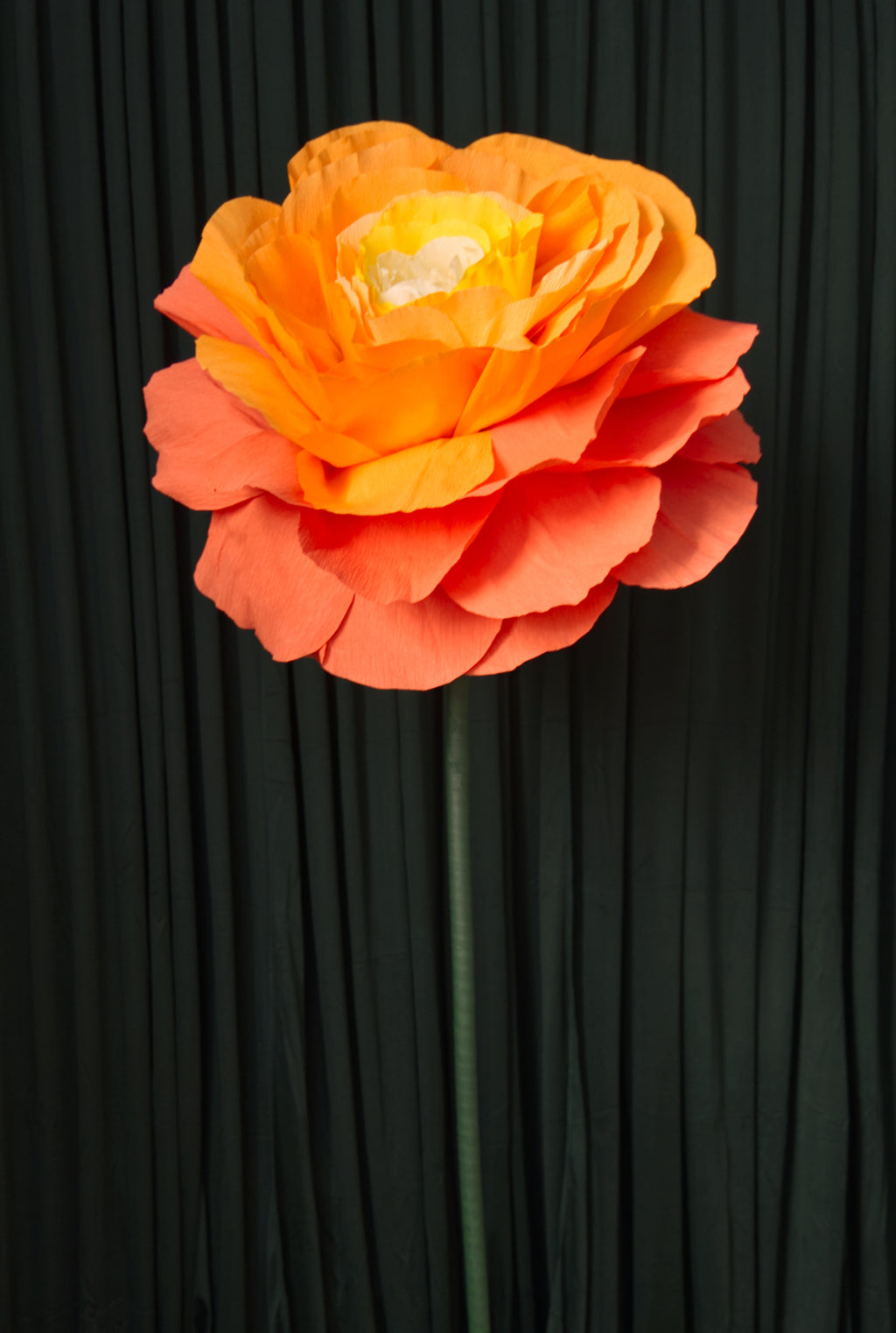 Giant Open Orange Rose crepe paper flower